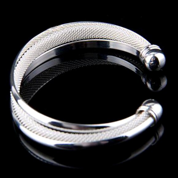 Elegant 925 White Silver Mesh Bangle - Picture 2 of 3